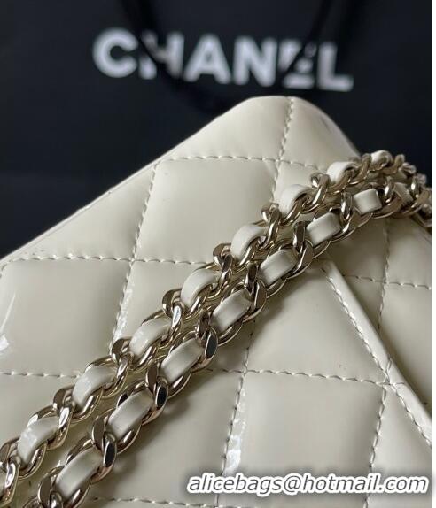 Grade Design Chanel Patent Calfskin Mini Flap Bag with Top Handle AS2431 White 2024