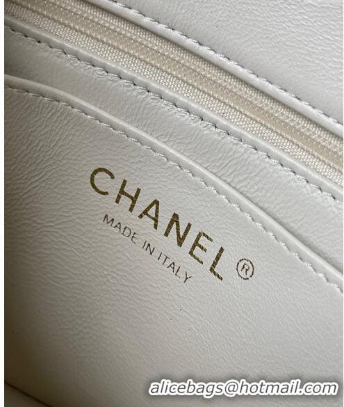 Grade Design Chanel Patent Calfskin Mini Flap Bag with Top Handle AS2431 White 2024