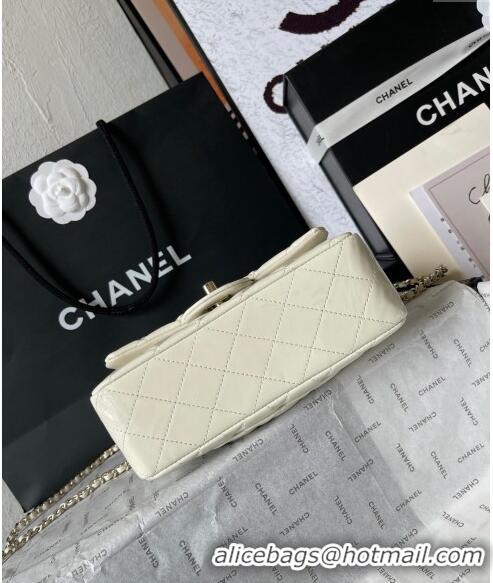 Grade Design Chanel Patent Calfskin Mini Flap Bag with Top Handle AS2431 White 2024