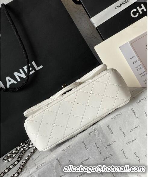 Inexpensive Chanel Lambskin Mini Flap Bag with Top Handle AS2431 White/Black 2024