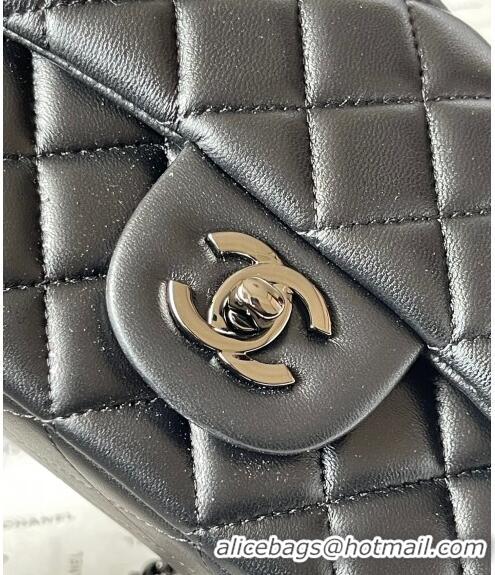 Reasonable Price Chanel Lambskin Mini Flap Bag with Top Handle AS2431 All Black 2024