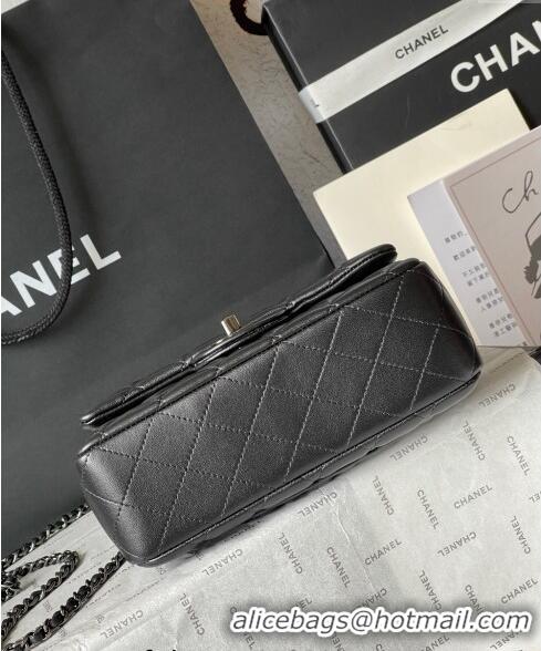 Reasonable Price Chanel Lambskin Mini Flap Bag with Top Handle AS2431 All Black 2024