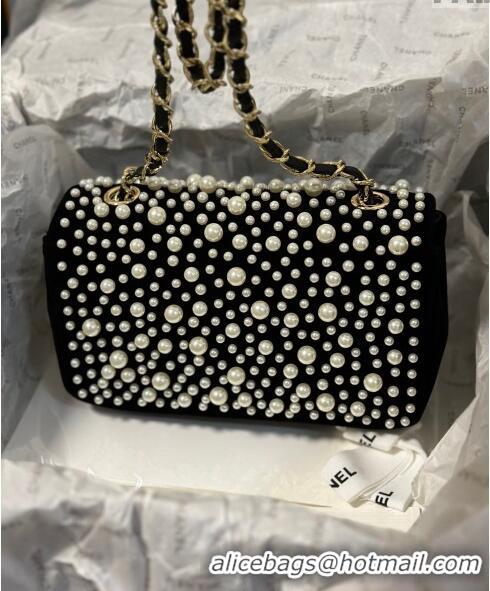 Buy Cheap Chanel Velvet Mini Flap Bag with Pearls AS2288 Black 2024