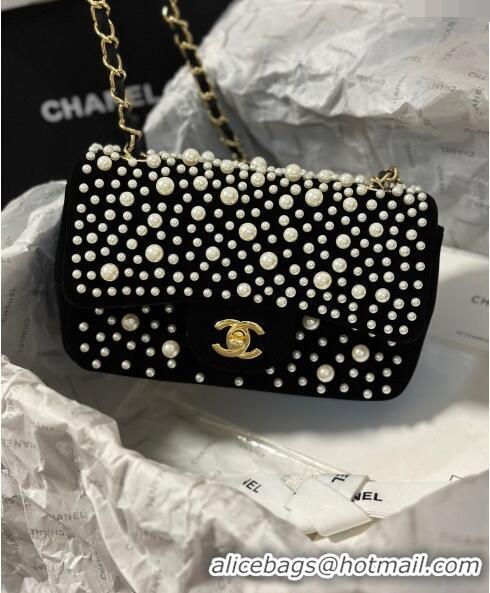 Buy Cheap Chanel Velvet Mini Flap Bag with Pearls AS2288 Black 2024