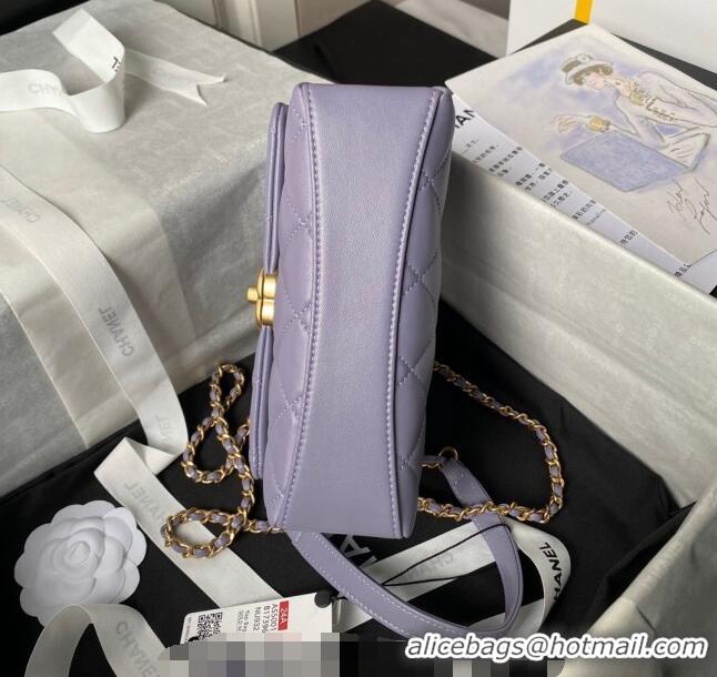 Promotional Chanel Shiny Lambskin Mini Flap Bag with Top Handle Bag AS5001 Pearls Light Purple 2024