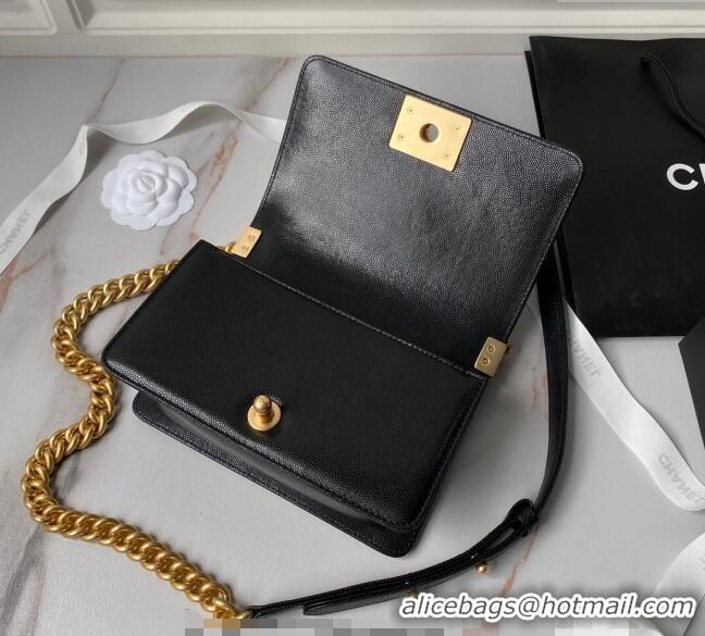 Promotional Chanel Grained Shiny Calfskin Small Boy Handbag A67085 Black 2024