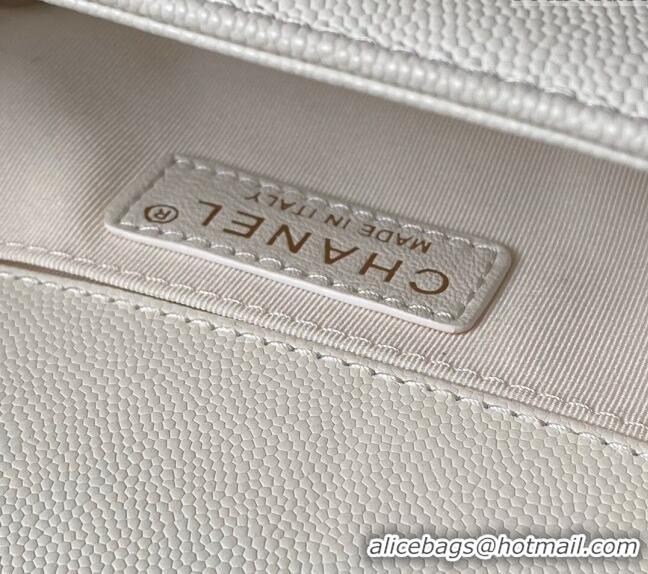 Best Price Chanel Grained Shiny Calfskin Small Boy Handbag A67085 White 2024