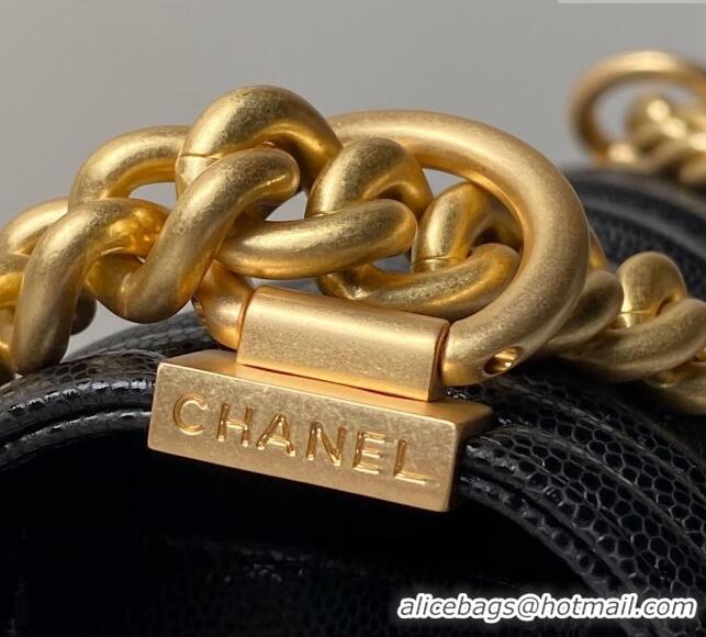 Buy Discount Chanel Grained Shiny Calfskin Medium Boy Handbag A67086 Black 2024