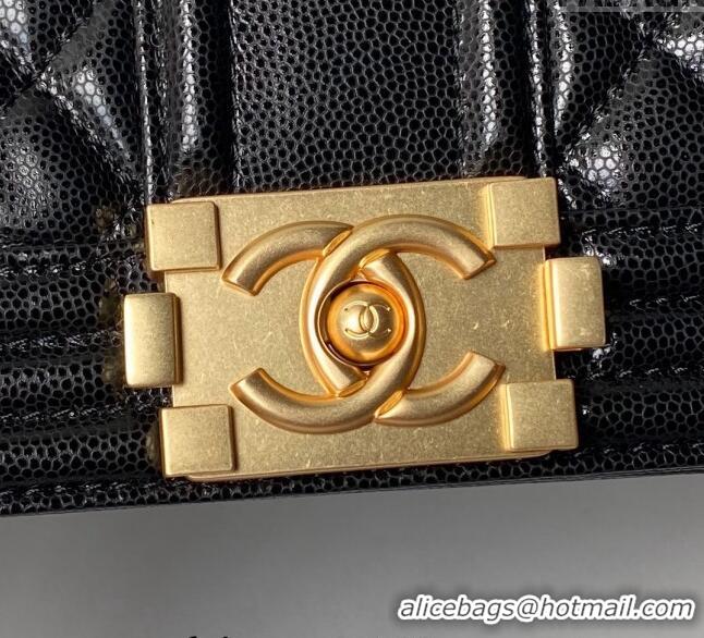 Buy Discount Chanel Grained Shiny Calfskin Medium Boy Handbag A67086 Black 2024