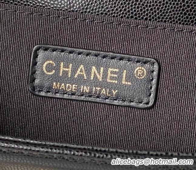 Buy Discount Chanel Grained Shiny Calfskin Medium Boy Handbag A67086 Black 2024