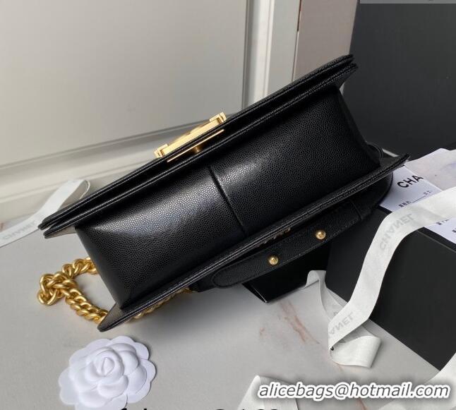 Buy Discount Chanel Grained Shiny Calfskin Medium Boy Handbag A67086 Black 2024