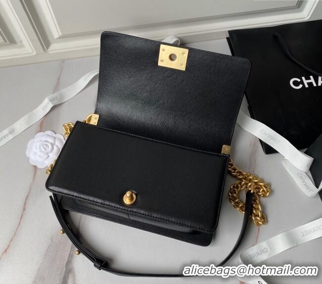 Buy Discount Chanel Grained Shiny Calfskin Medium Boy Handbag A67086 Black 2024