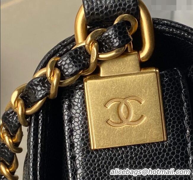 Buy Fashionable Chanel Grained Calfskin Small Flap bag with Top handle AS6262 Black 2024