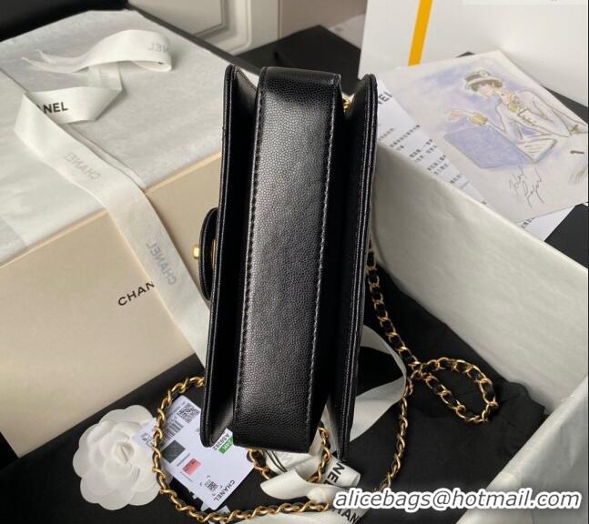 Buy Fashionable Chanel Grained Calfskin Small Flap bag with Top handle AS6262 Black 2024