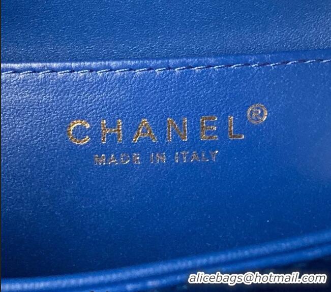 Super Quality Chanel Grained Calfskin Small Flap bag with Top handle AS6262 Blue 2024