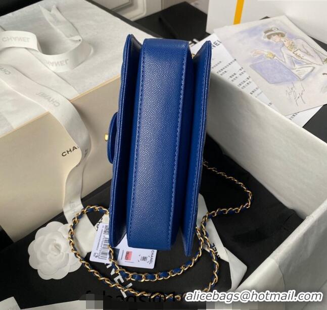 Super Quality Chanel Grained Calfskin Small Flap bag with Top handle AS6262 Blue 2024