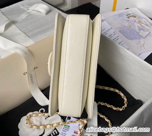 Best Quality Chanel Grained Calfskin Small Flap bag with Top handle AS6262 White 2024