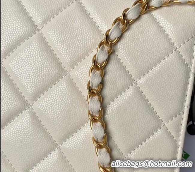 Best Quality Chanel Grained Calfskin Small Flap bag with Top handle AS6262 White 2024