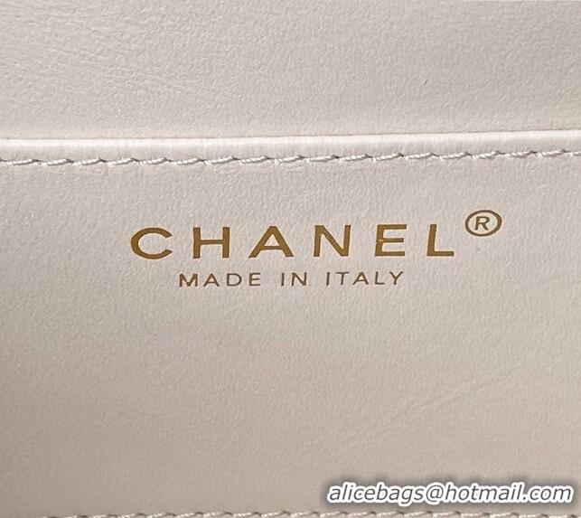 Best Quality Chanel Grained Calfskin Small Flap bag with Top handle AS6262 White 2024