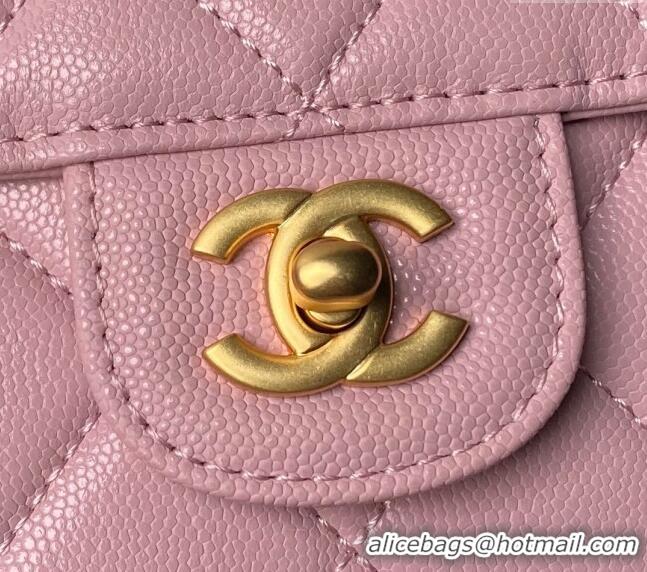 Most Popular Chanel Grained Calfskin Small Flap bag with Top handle AS6262 Light Pink 2024