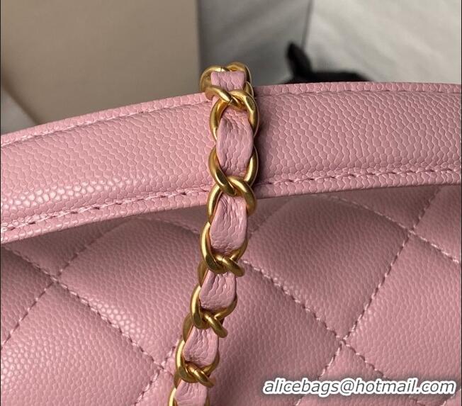 Most Popular Chanel Grained Calfskin Small Flap bag with Top handle AS6262 Light Pink 2024