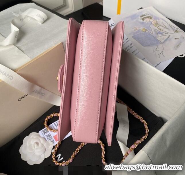 Most Popular Chanel Grained Calfskin Small Flap bag with Top handle AS6262 Light Pink 2024