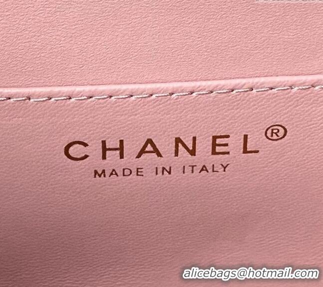 Most Popular Chanel Grained Calfskin Small Flap bag with Top handle AS6262 Light Pink 2024