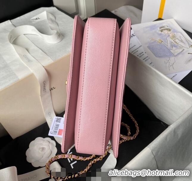 Buy Discount Chanel Grained Calfskin Flap bag with Top handle AS6261 Pink 2024