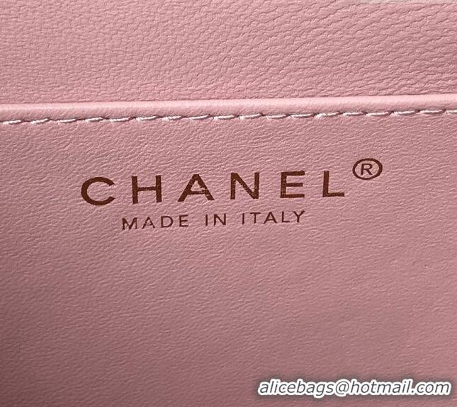 Buy Discount Chanel Grained Calfskin Flap bag with Top handle AS6261 Pink 2024