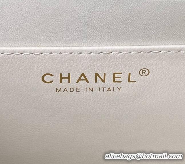 New Design Chanel Grained Calfskin Flap bag with Top handle AS6261 White 2024