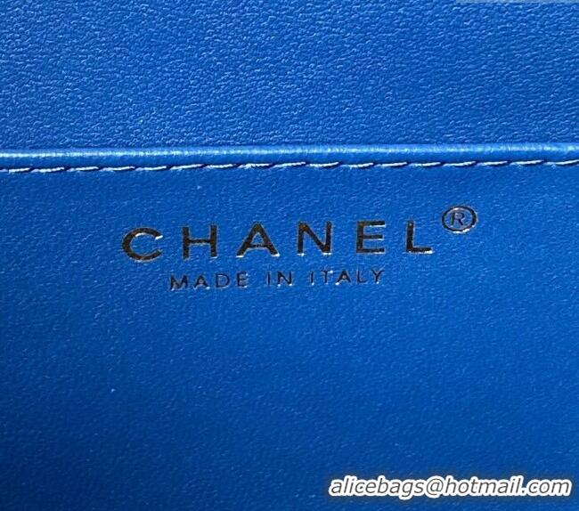 Well Crafted Chanel Grained Calfskin Flap bag with Top handle AS6261 Blue 2024