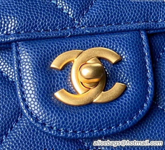 Well Crafted Chanel Grained Calfskin Flap bag with Top handle AS6261 Blue 2024