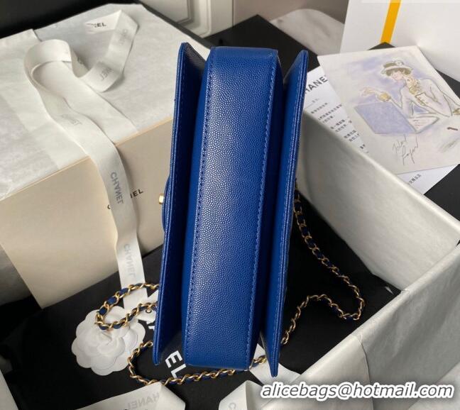 Well Crafted Chanel Grained Calfskin Flap bag with Top handle AS6261 Blue 2024