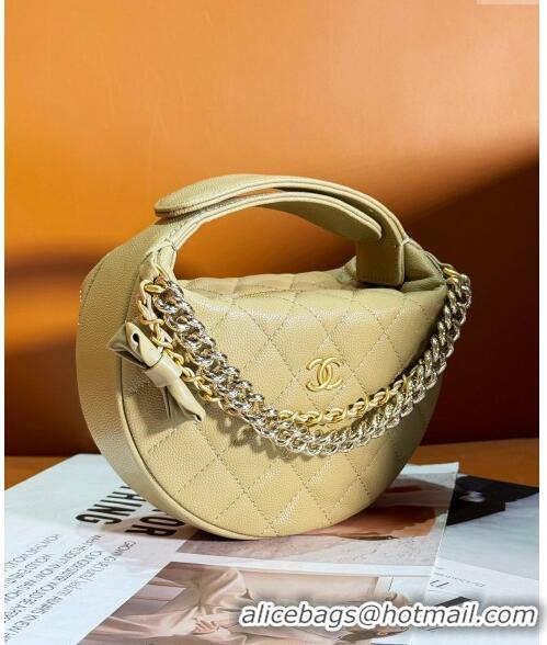 Famous Brand Chanel Grained Shiny Calfskin Pouch with Bow Chain AP3943 Yellow 2024