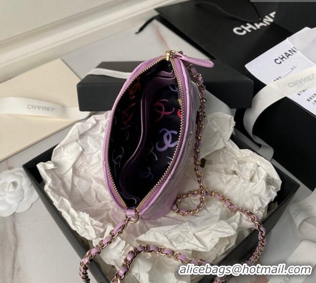 Promotional Chanel Lambskin Clutch with Chain AP4000 Purple 2024