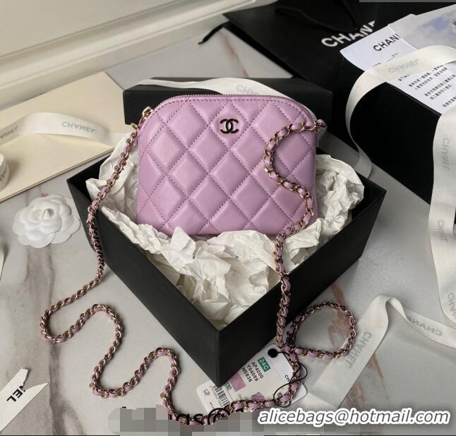 Promotional Chanel Lambskin Clutch with Chain AP4000 Purple 2024