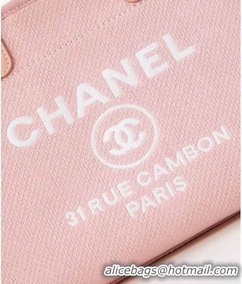 Discount Chanel Deauville Mixed Fibers & Calfskin Small Shopping Bag AS3257 Light Pink 2024