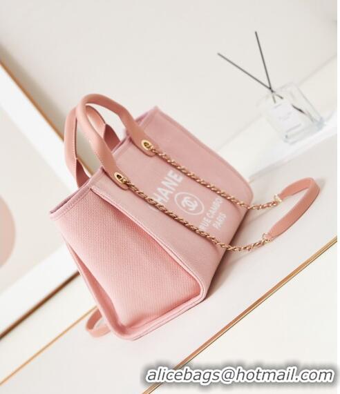 Discount Chanel Deauville Mixed Fibers & Calfskin Small Shopping Bag AS3257 Light Pink 2024