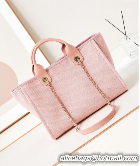 Discount Chanel Deauville Mixed Fibers & Calfskin Small Shopping Bag AS3257 Light Pink 2024