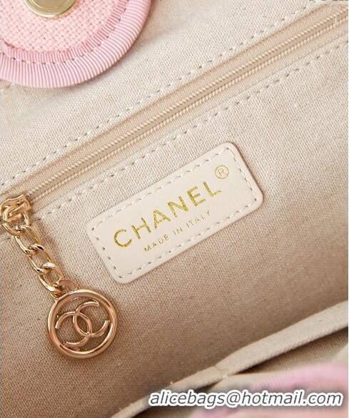 Discount Chanel Deauville Mixed Fibers & Calfskin Small Shopping Bag AS3257 Light Pink 2024