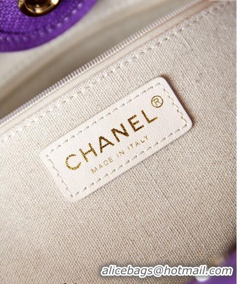 Inexpensive Chanel Deauville Mixed Fibers & Calfskin Small Shopping Bag AS3257 Purple 2024