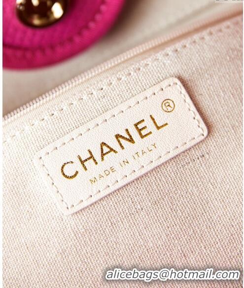 Cheapest Chanel Deauville Mixed Fibers & Calfskin Small Shopping Bag AS3257 Fuchsia Pink 2024