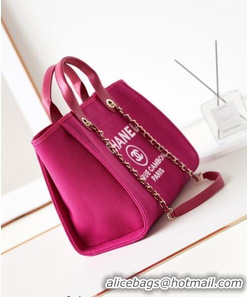 Cheapest Chanel Deauville Mixed Fibers & Calfskin Small Shopping Bag AS3257 Fuchsia Pink 2024