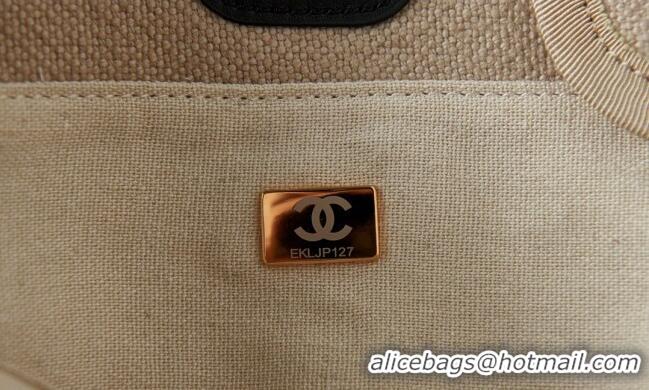 Top Quality Chanel Deauville Mixed Fibers & Calfskin Small Shopping Bag AS3257 Beige/Black 2024