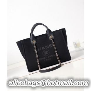 Good Taste Chanel Deauville Mixed Fibers & Calfskin Small Shopping Bag AS3257 Black/Grey 2024