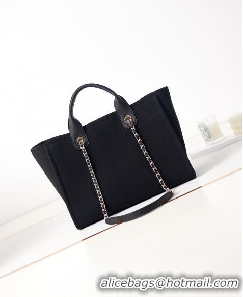 Good Taste Chanel Deauville Mixed Fibers & Calfskin Small Shopping Bag AS3257 Black/Grey 2024