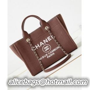 Super Quality Chanel Deauville Mixed Fibers & Calfskin Small Shopping Bag AS3257 Brown/White 2024