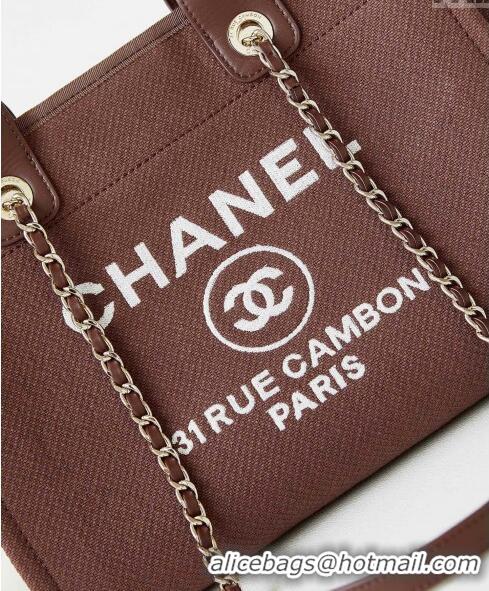 Super Quality Chanel Deauville Mixed Fibers & Calfskin Small Shopping Bag AS3257 Brown/White 2024