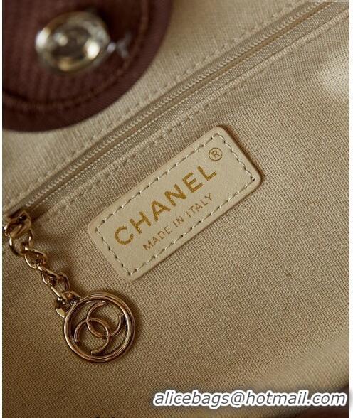 Super Quality Chanel Deauville Mixed Fibers & Calfskin Small Shopping Bag AS3257 Brown/White 2024