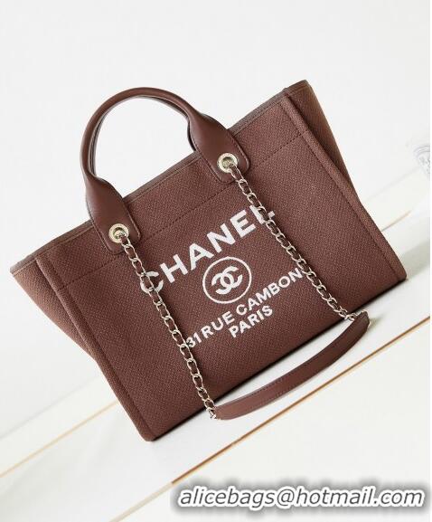 Super Quality Chanel Deauville Mixed Fibers & Calfskin Small Shopping Bag AS3257 Brown/White 2024